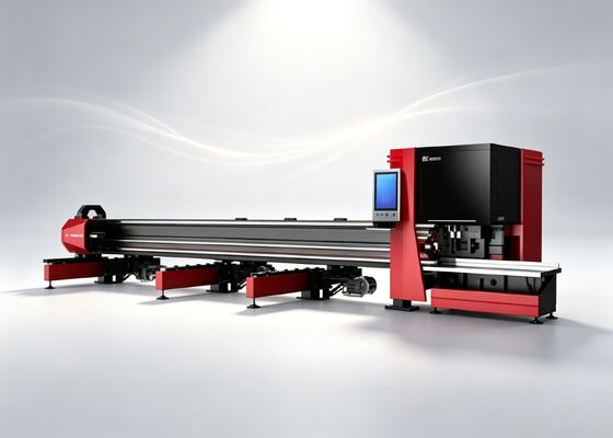 Seitlich montierte Metallrohr-Laserschneidemaschine. Hocheffizienter Laserschneider mit kurzer Restmenge