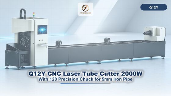 Q12Y CNC Laser Tube Cutter 2000W with 120 Precision Chuck for 5mm Iron Pipe Cutting
